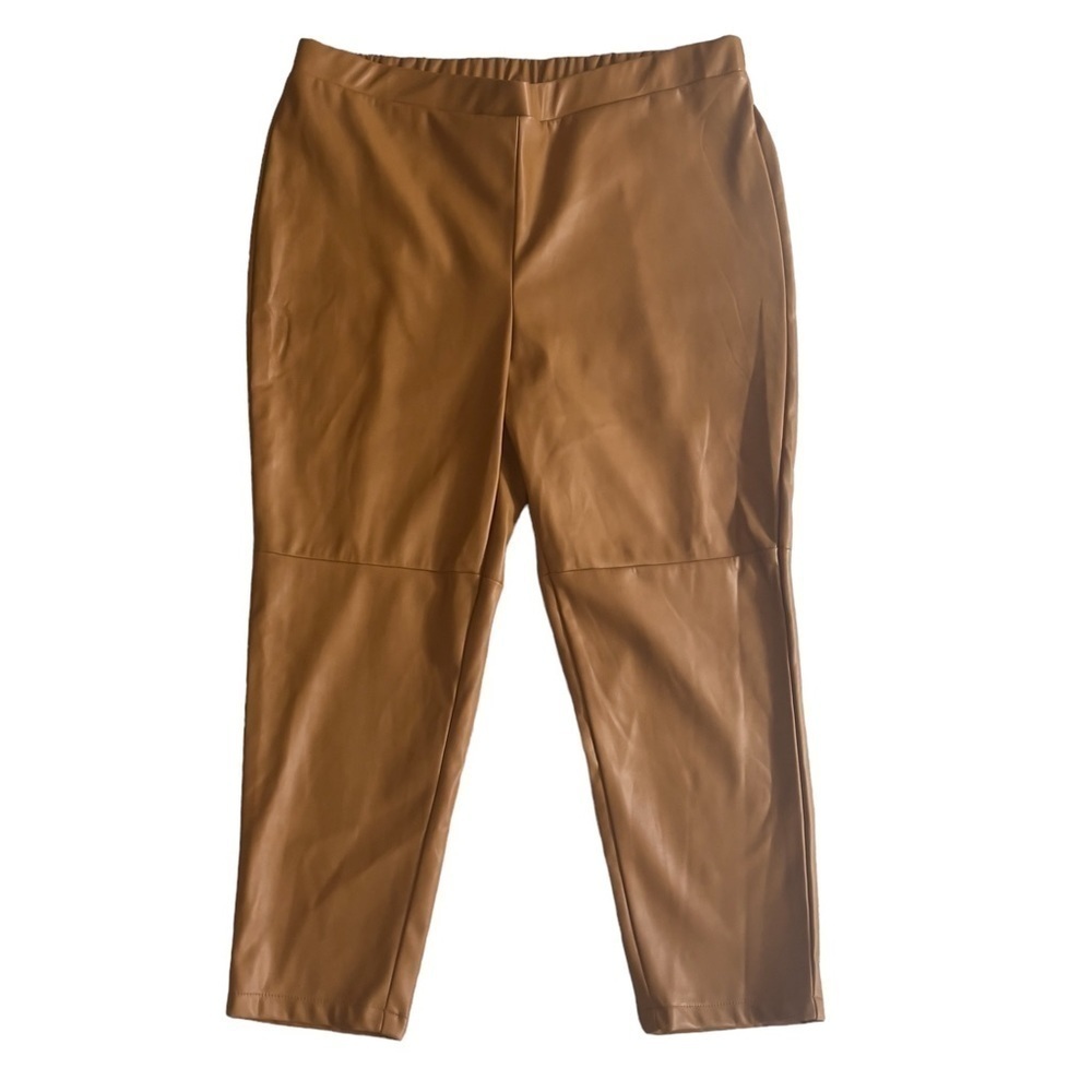 Sonoma Women's Plus Sz 3X Mocha Tan Vegan Faux Leather Leggings Pants NWT